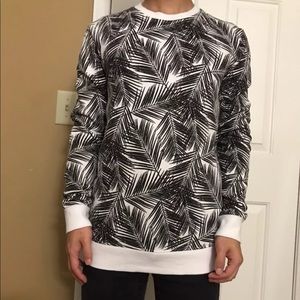 Men's Black Palm Leaf Print Sweatshirt
